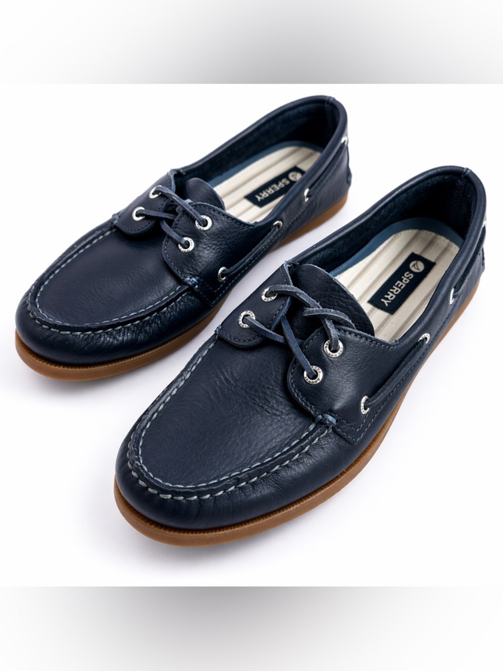 Sperry A/O 2-Eye Boat Shoes Navy Leather Men’s 10.5 M STS25564